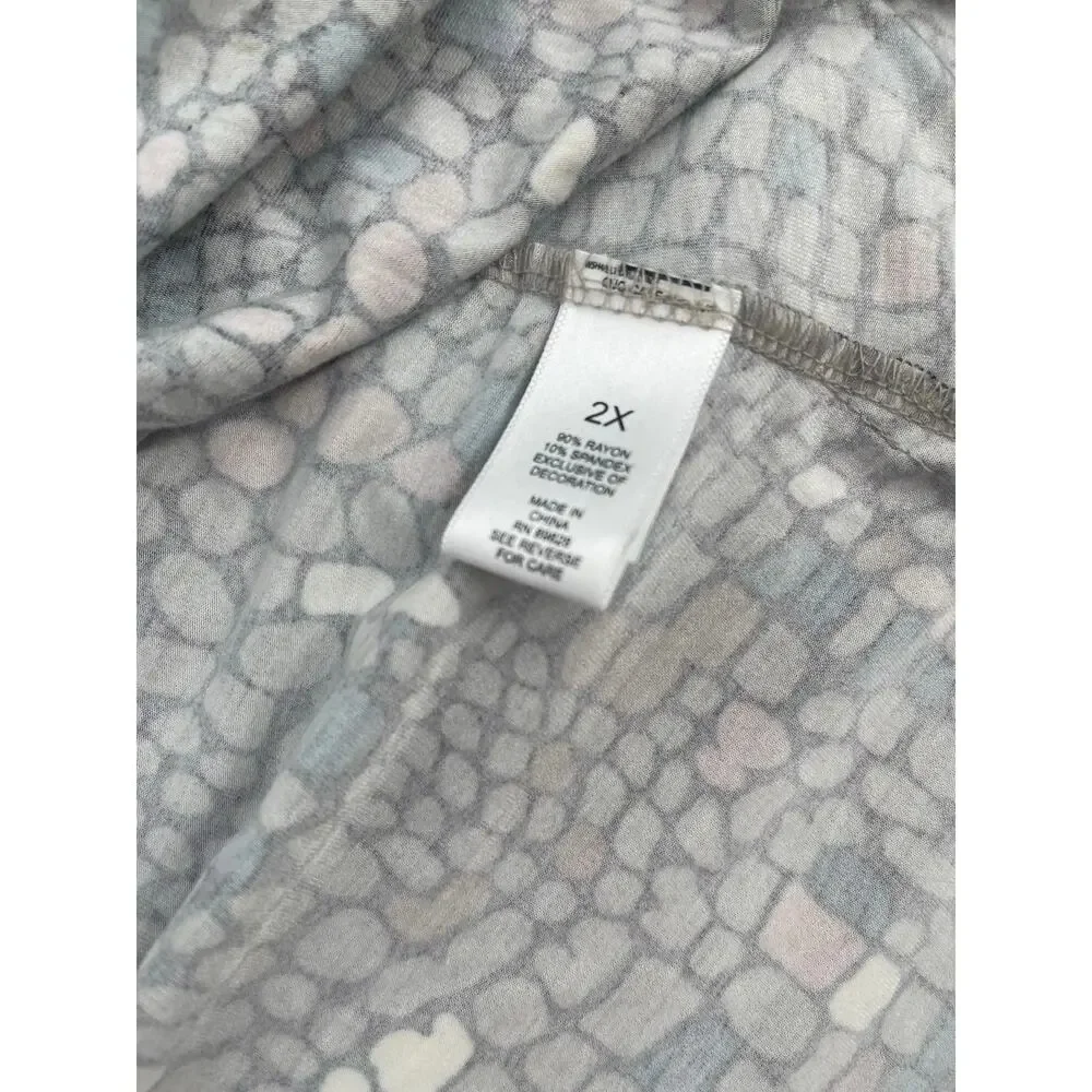 LOGO Lori Goldstein Womens Multicolor Mosaic Leticia Duster Size 1X Artsy Beachy